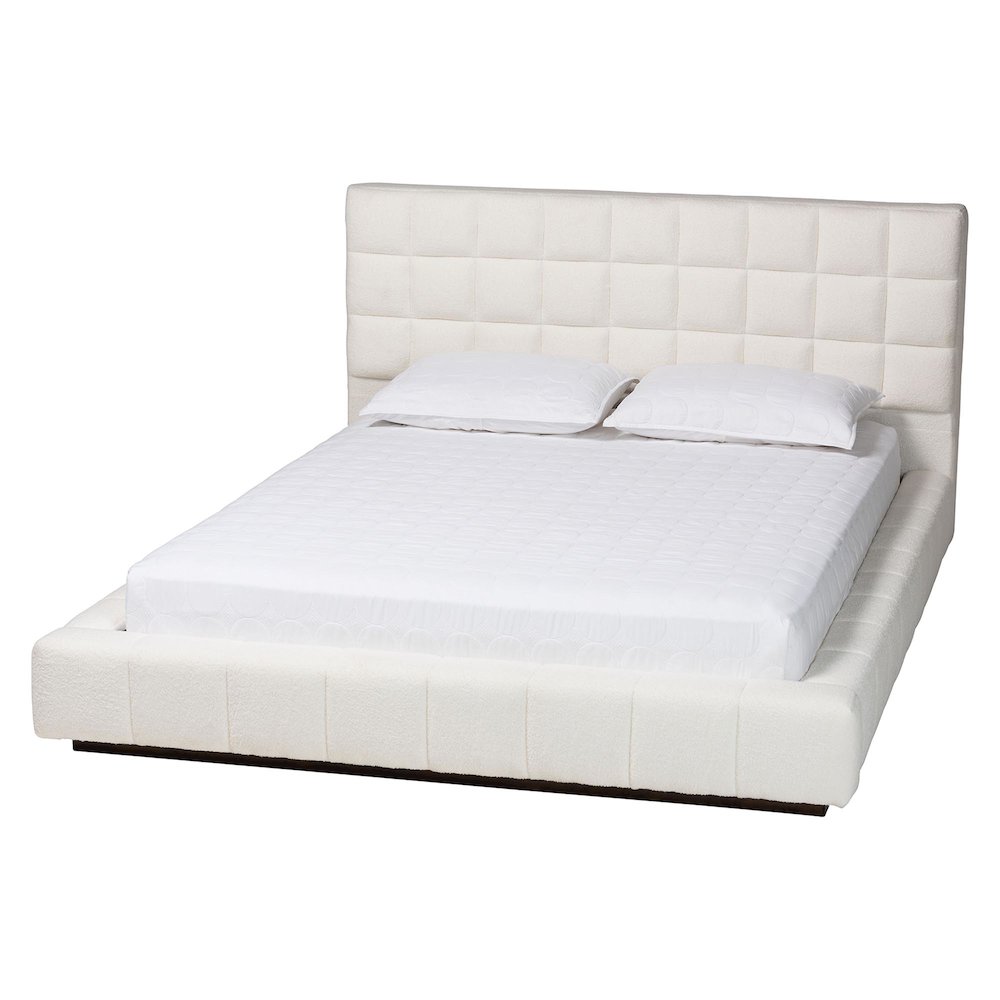 Studio Braylin Glam and Luxe Teddy-Bear Fabric King Size Platform Bed. Picture 1