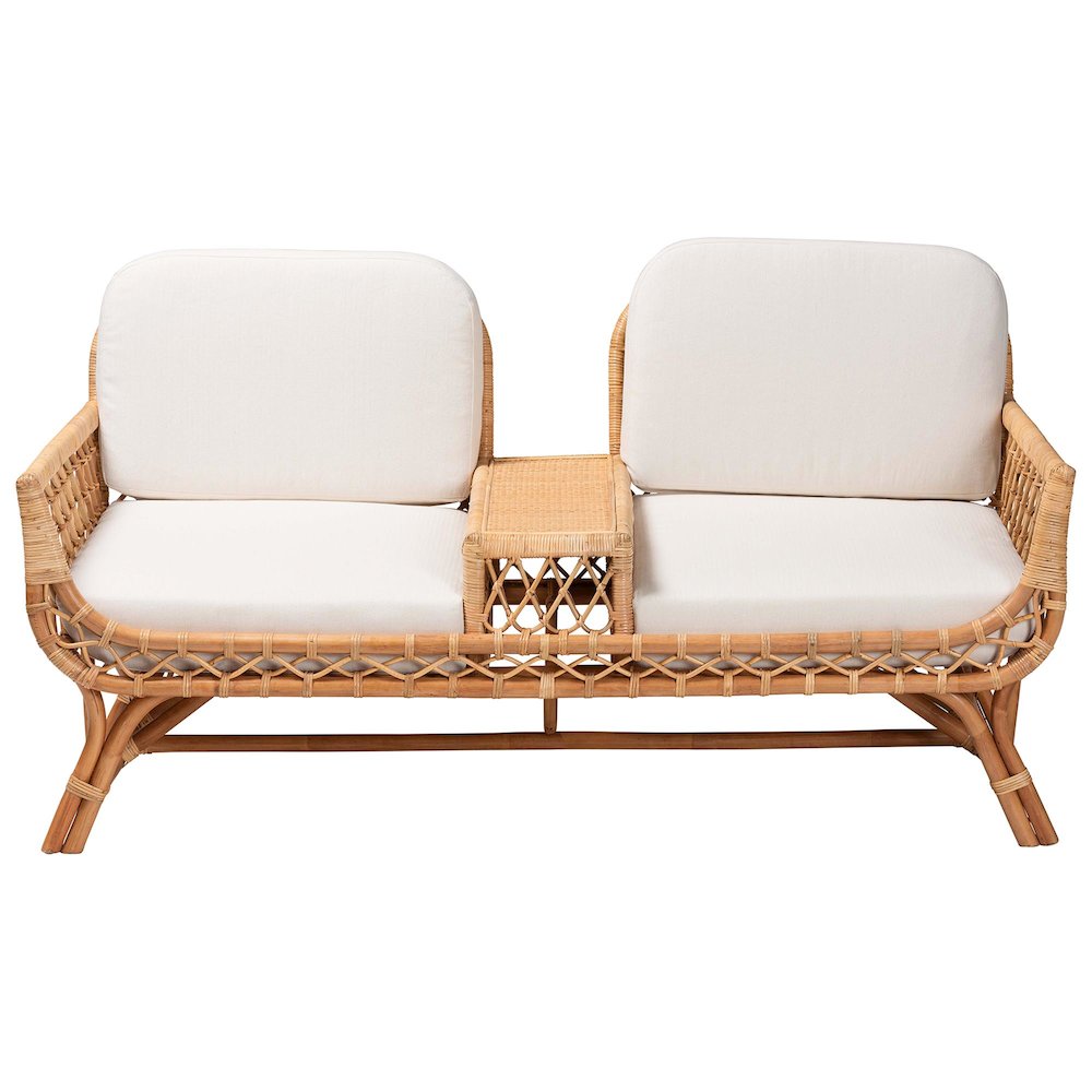 Pakis Bohemian Light Honey Rattan Tete-a-Tete Sofa. Picture 12