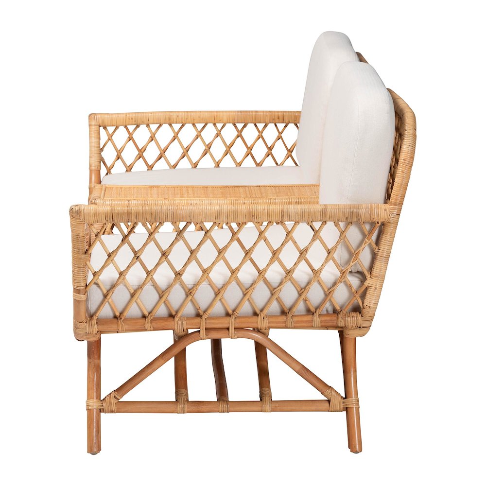 Pakis Bohemian Light Honey Rattan Tete-a-Tete Sofa. Picture 13