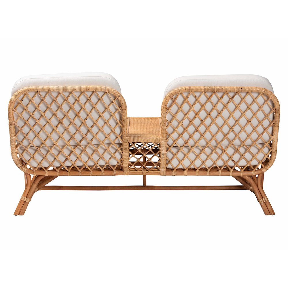 Pakis Bohemian Light Honey Rattan Tete-a-Tete Sofa. Picture 14