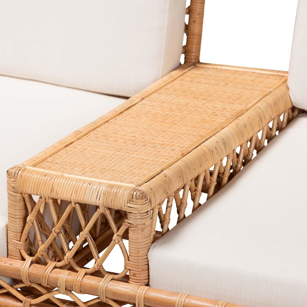Pakis Bohemian Light Honey Rattan Tete-a-Tete Sofa. Picture 16