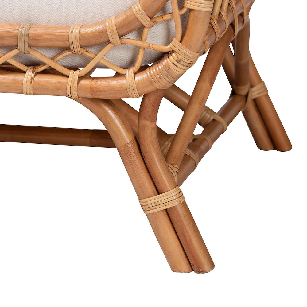 Pakis Bohemian Light Honey Rattan Tete-a-Tete Sofa. Picture 17