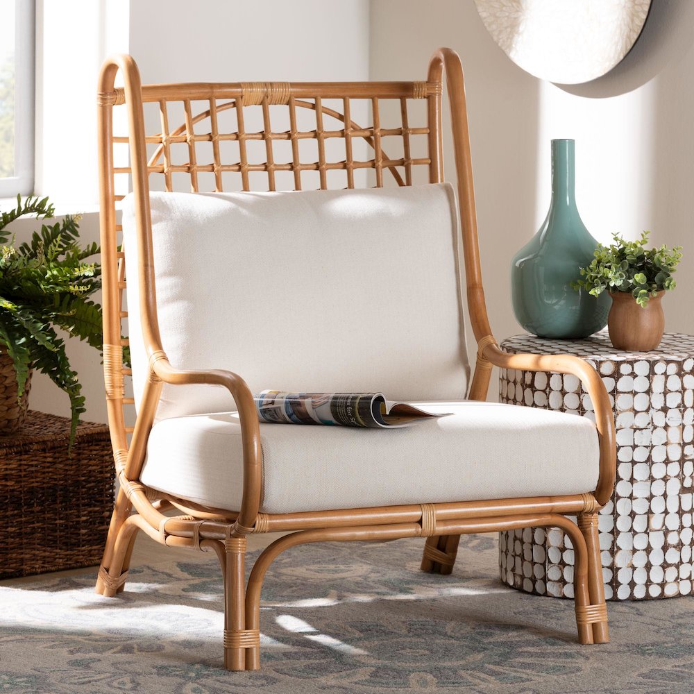 Helina Bohemian Light Honey Rattan Accent Chair. Picture 11