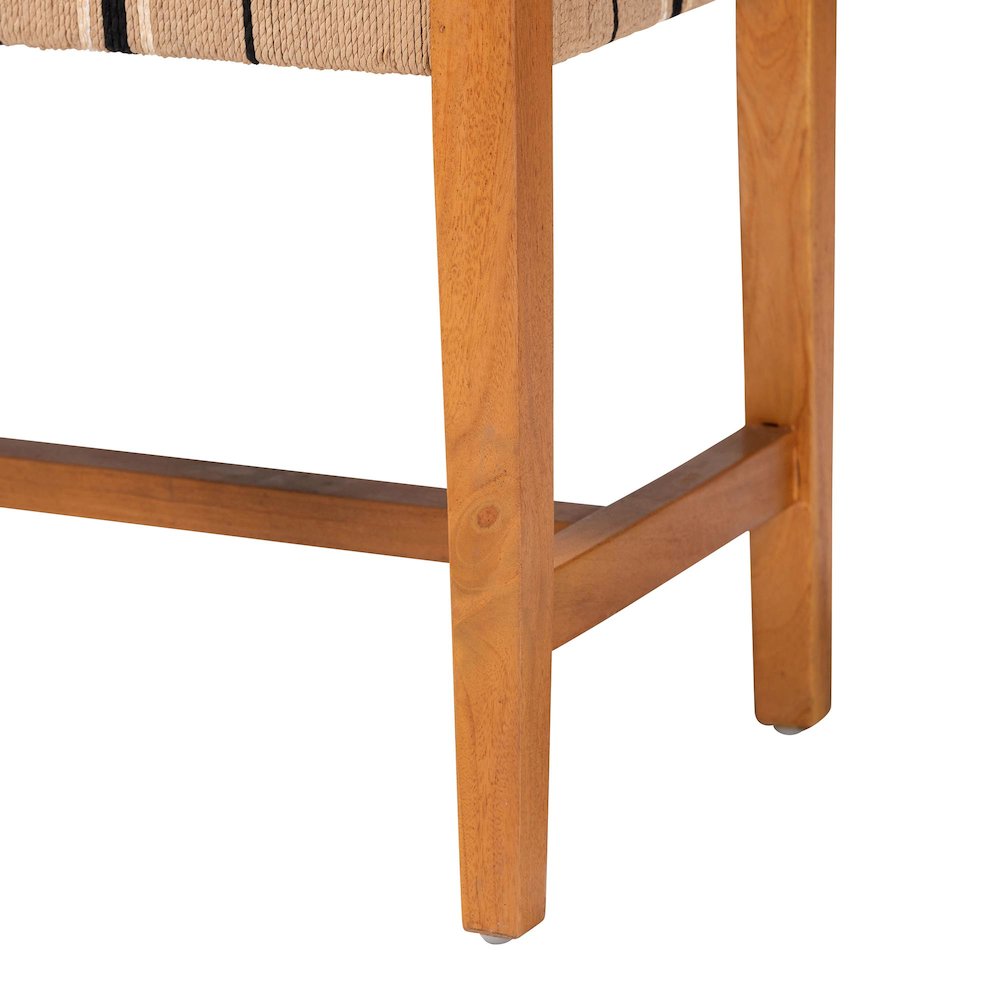 Prita Bohemian Paper Loom and Natural Mahogany Wood Dining Bench. Picture 12