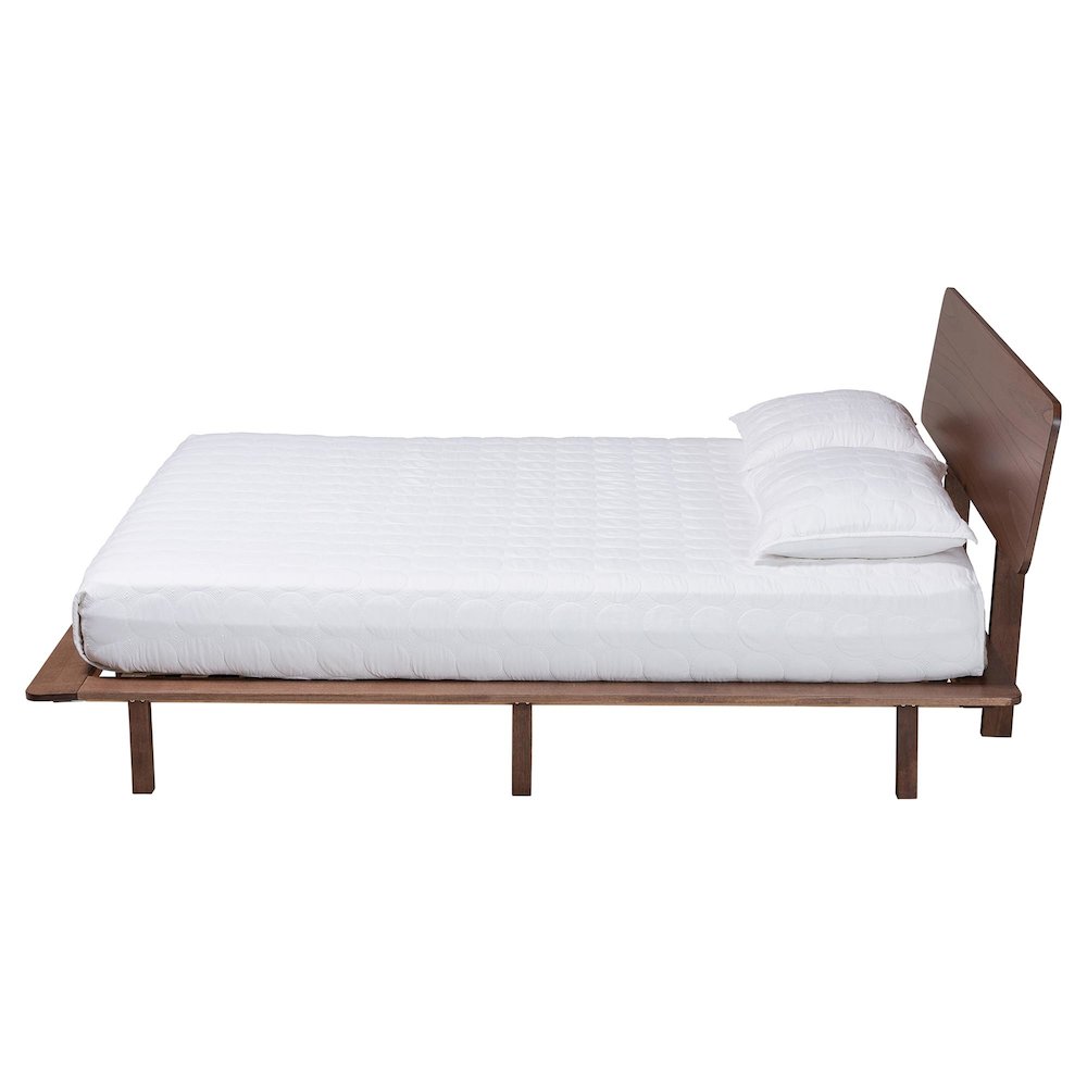 Studio Alyssa Japandi Walnut Brown Wood King Size Platform Bed. Picture 2
