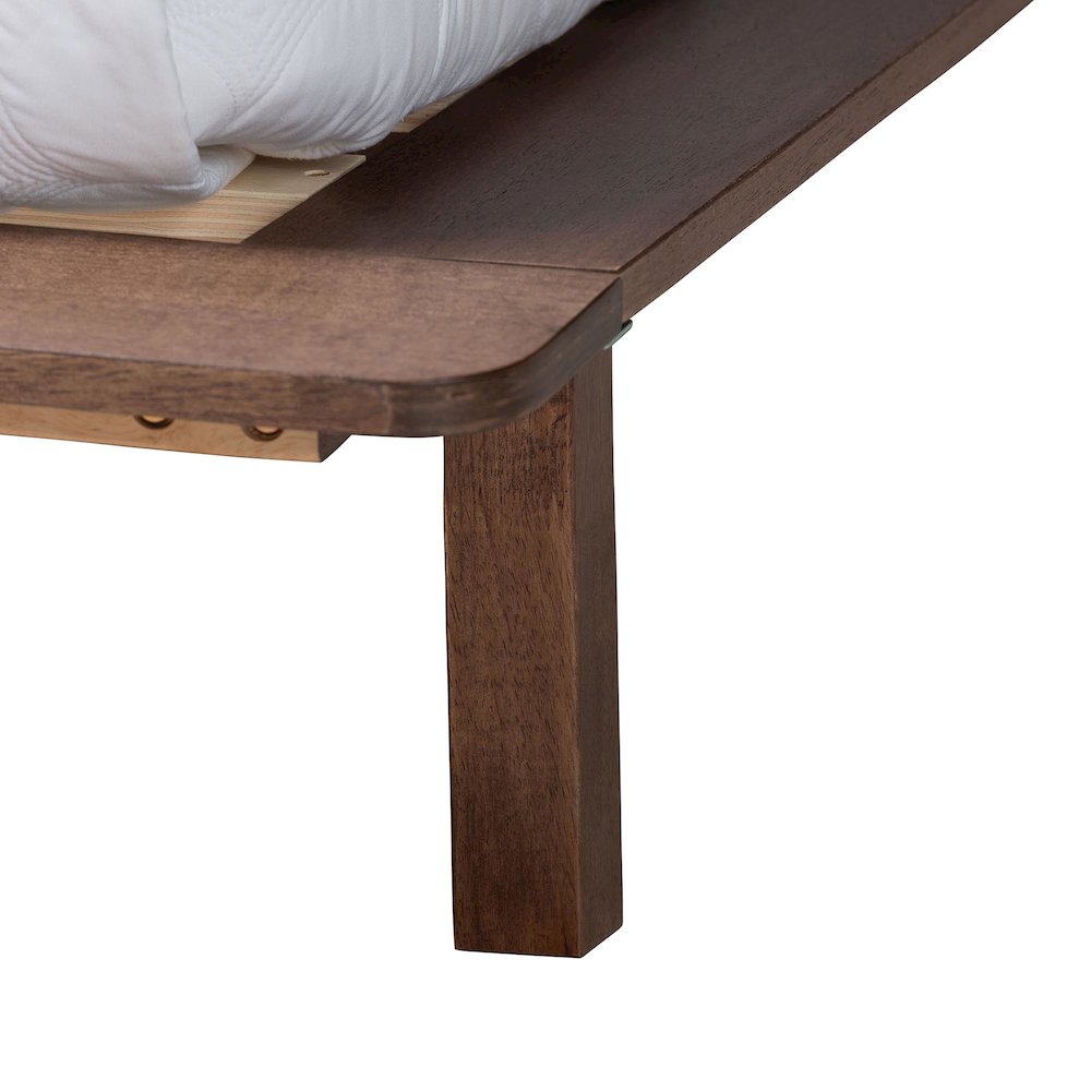 Studio Alyssa Japandi Walnut Brown Wood King Size Platform Bed. Picture 5