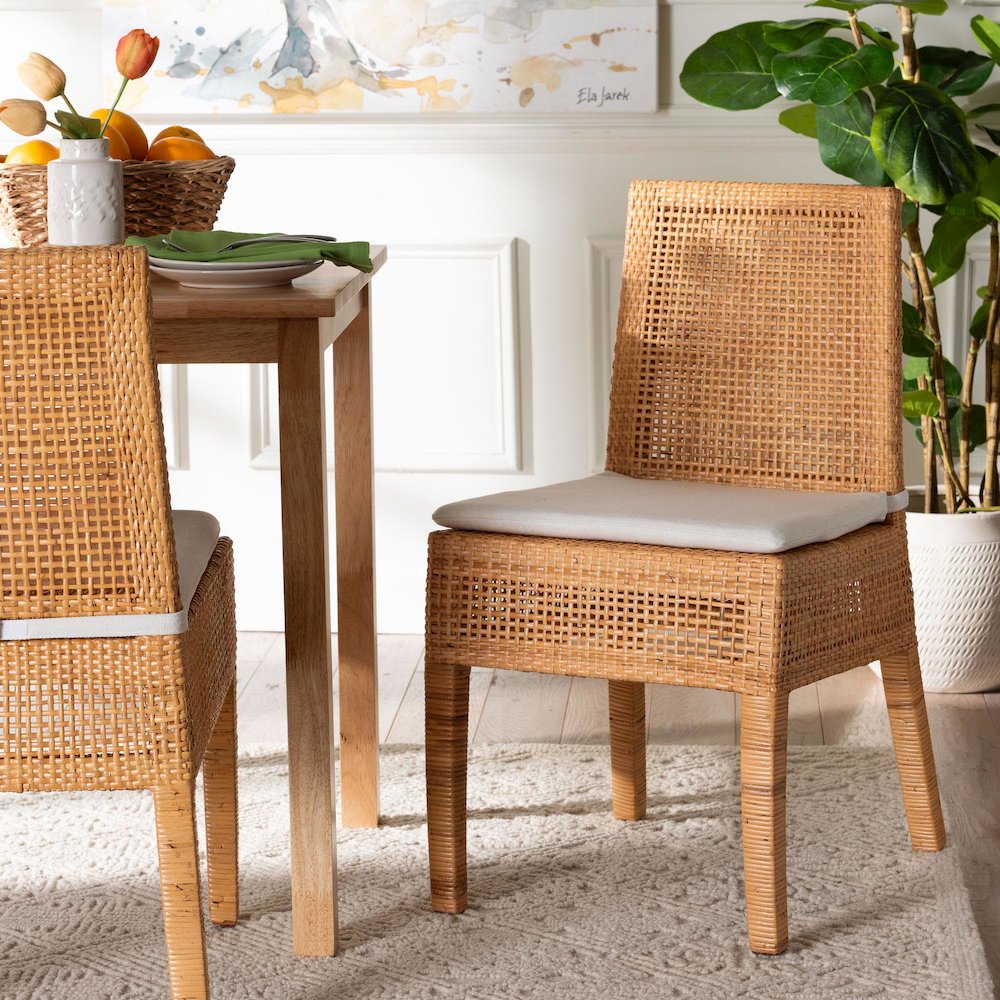Morris Bohemian Light Honey Rattan Dining Chair. Picture 11