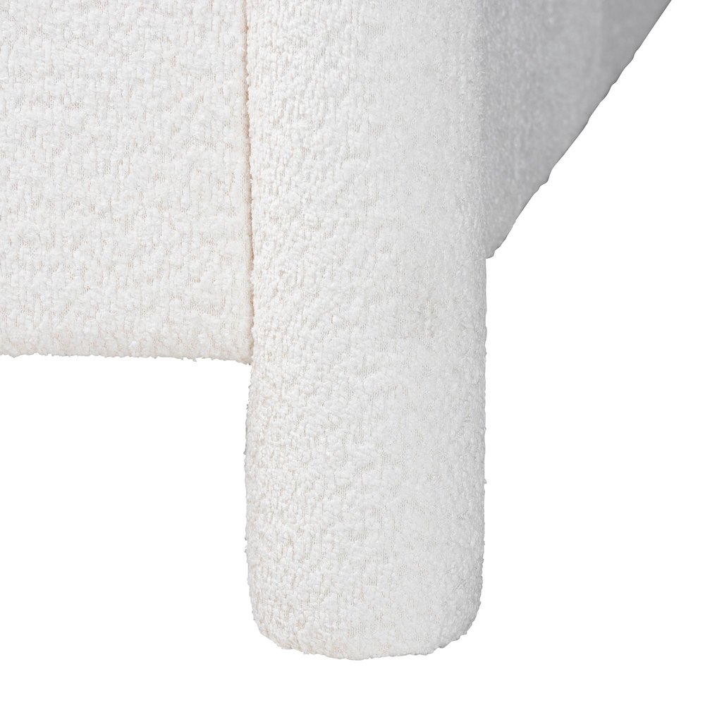 Laria Modern White Teddy-Bear Fabric King Size Platform Bed. Picture 5