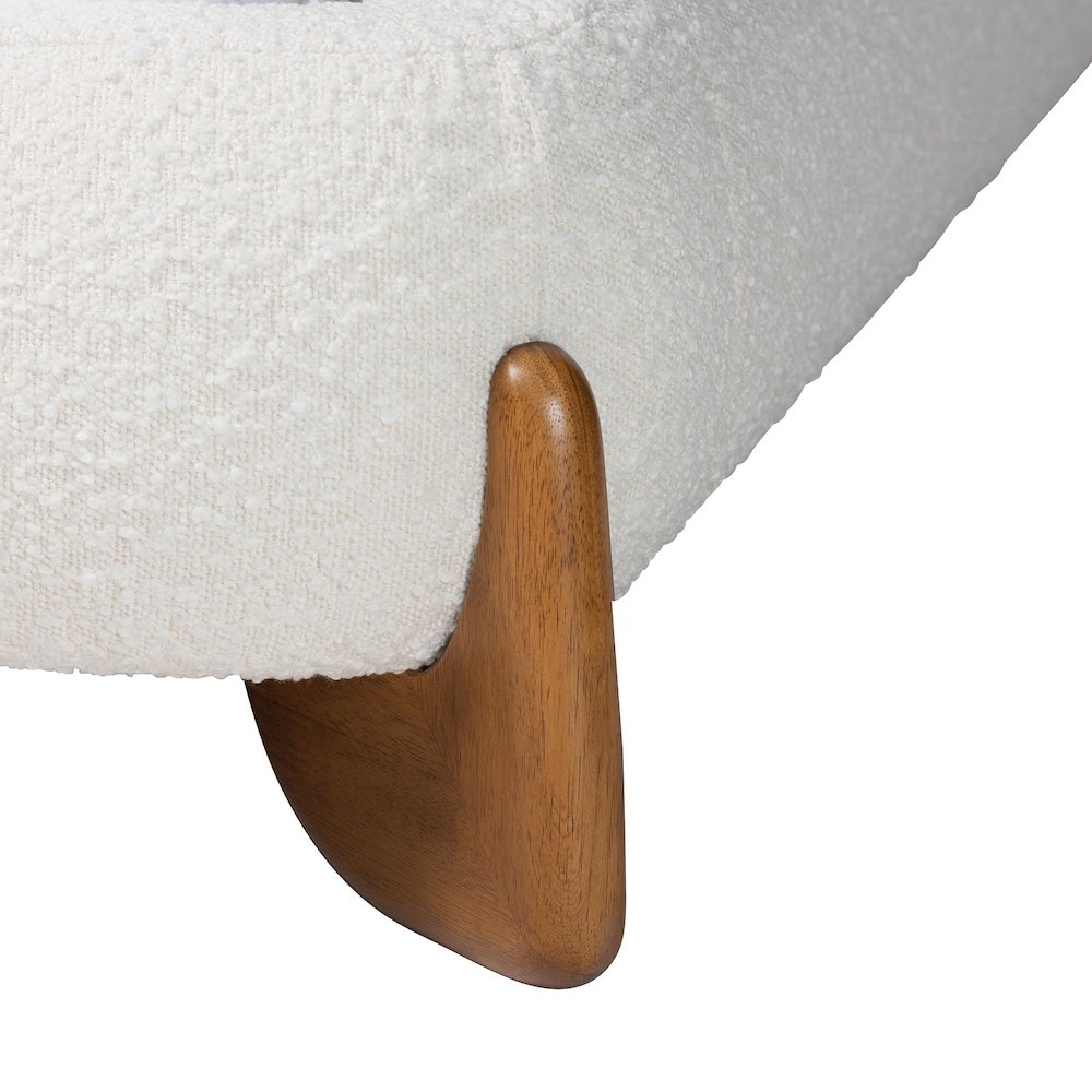 Vinicio Mid-Century Modern Cream Boucle King Platform Bed. Picture 5