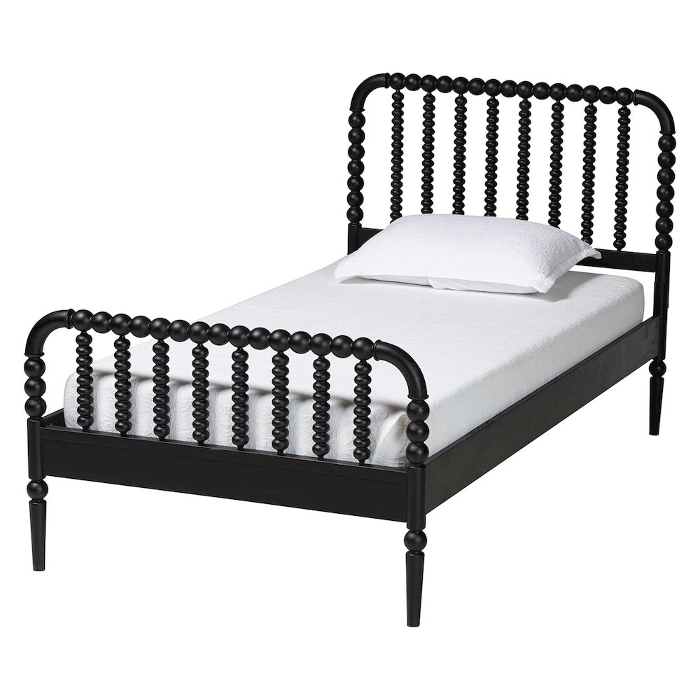 Lucera Mid-Century Black Full Size Bobbin Bed. Picture 1