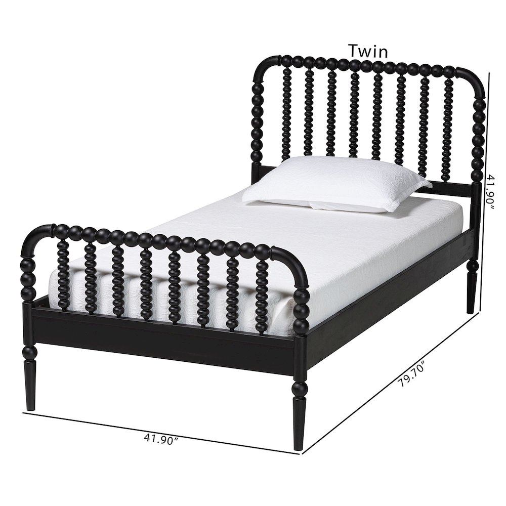 Lucera Mid-Century Black Full Size Bobbin Bed. Picture 9