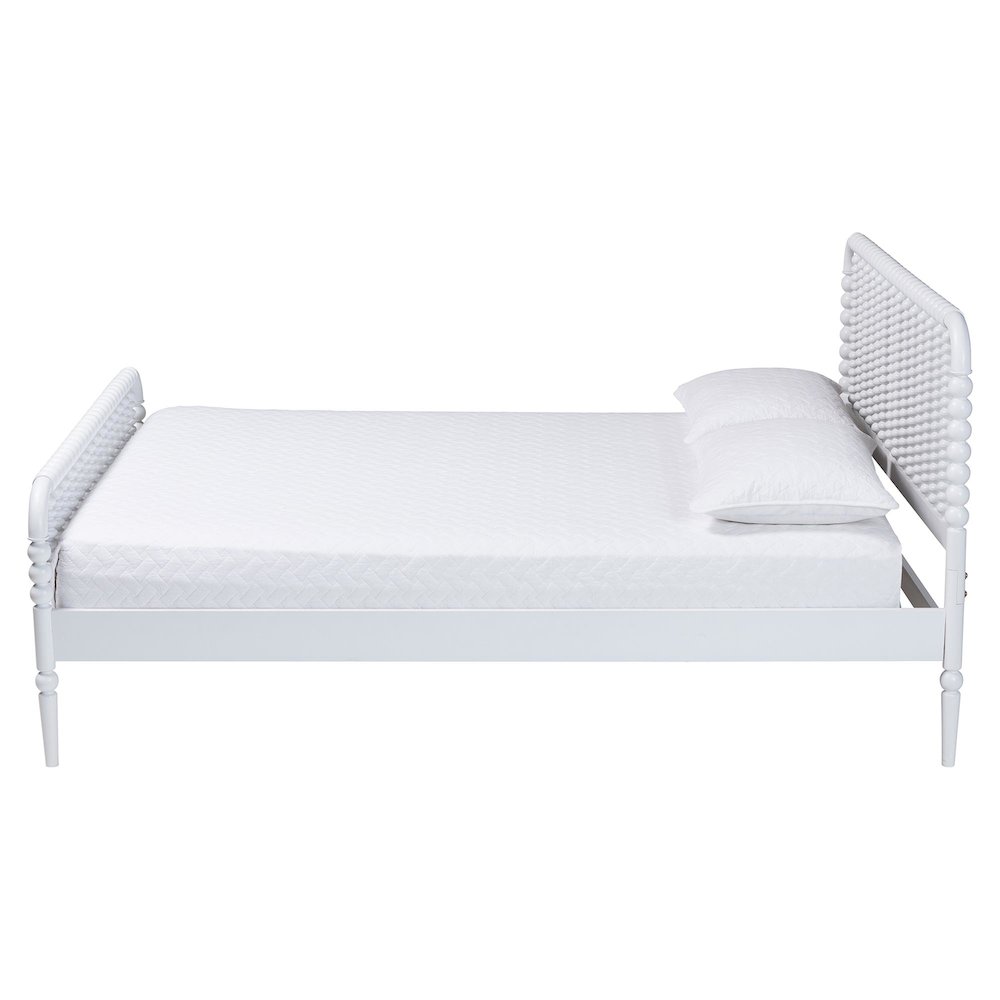 Lucera Mid-Century White Queen Size Bobbin Bed. Picture 2