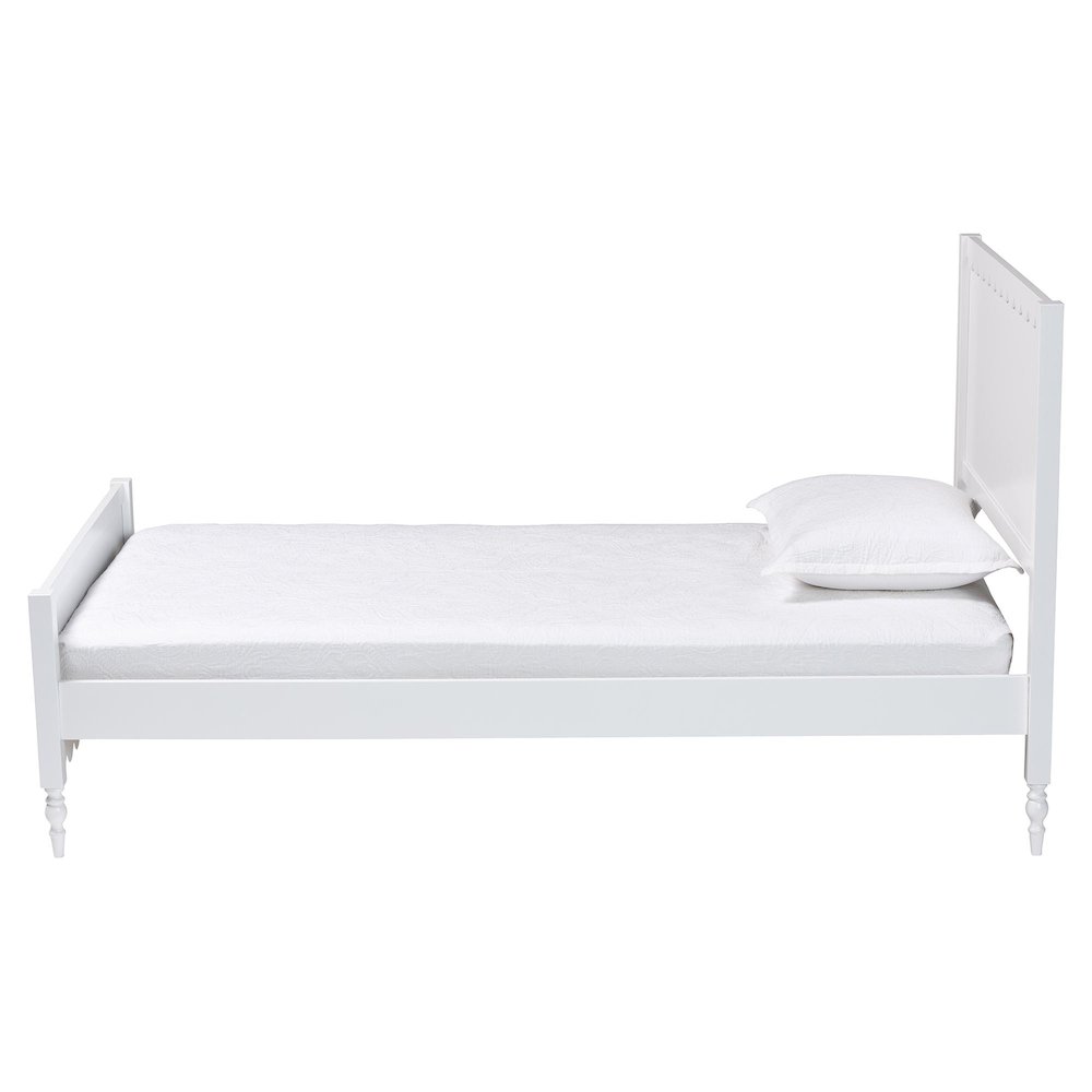 Roni Modern White Wood Full Platform Bed with Scalloped Edges. Picture 2