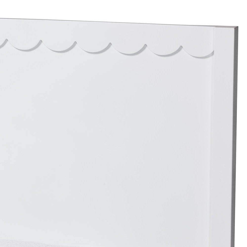 Roni Modern White Wood Full Platform Bed with Scalloped Edges. Picture 4