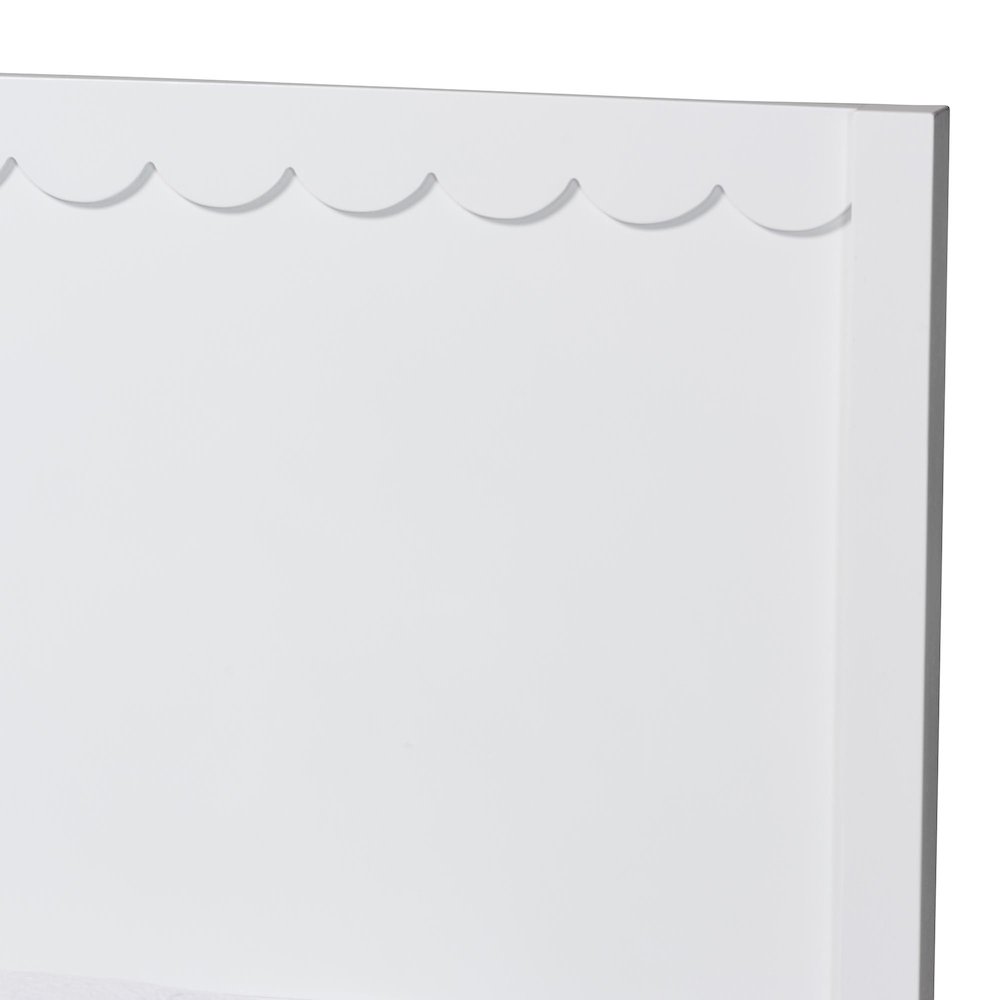 Roni Modern White Wood 4-Piece Full Bedroom Set with Scalloped Edges. Picture 10