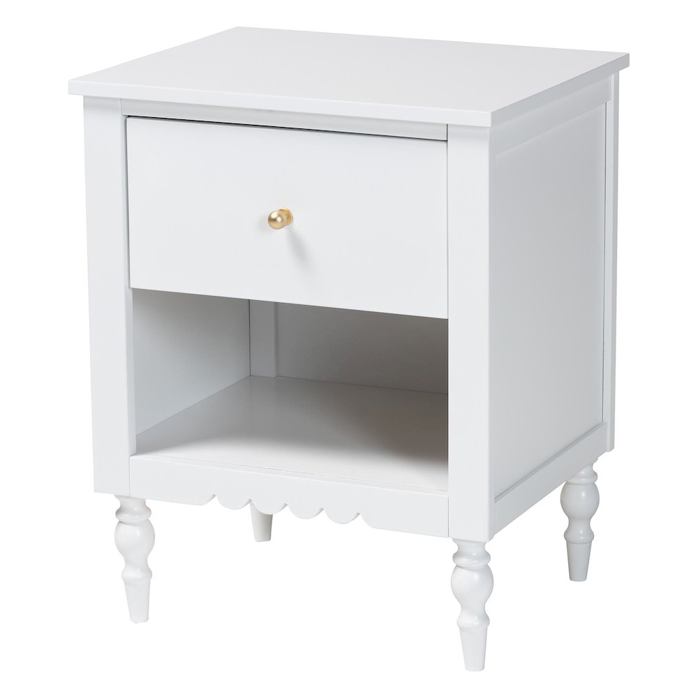 Roni Modern White Wood 4-Piece Full Bedroom Set with Scalloped Edges. Picture 4