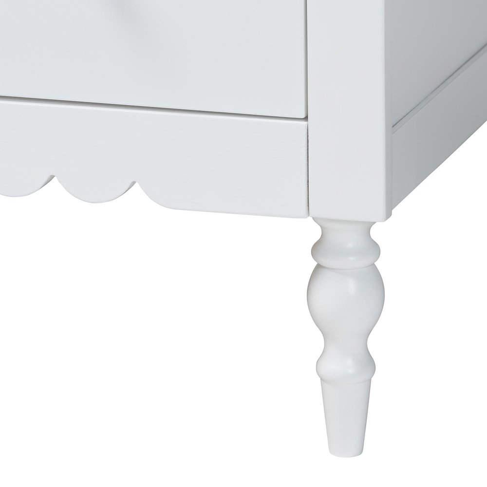 Roni Modern White Wood 4-Piece Full Bedroom Set with Scalloped Edges. Picture 8