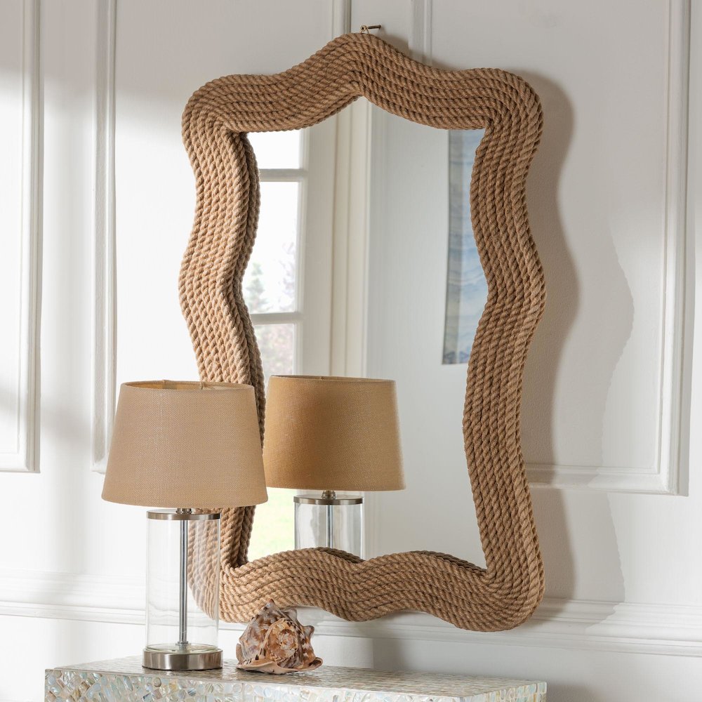 Quiana Coastal Woven Rope Accent Wall Mirror. Picture 4
