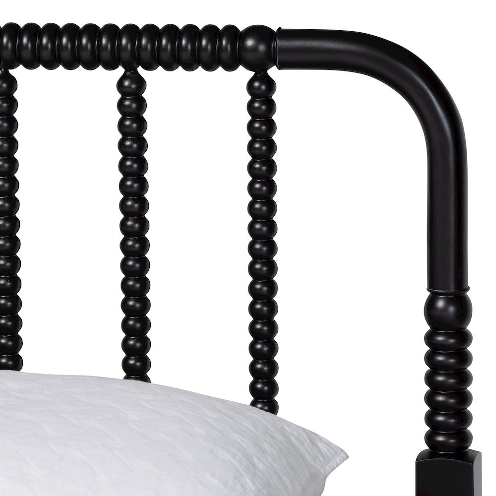 Braith Farmhouse Black Spindle Wood King Size Platform Bed. Picture 4