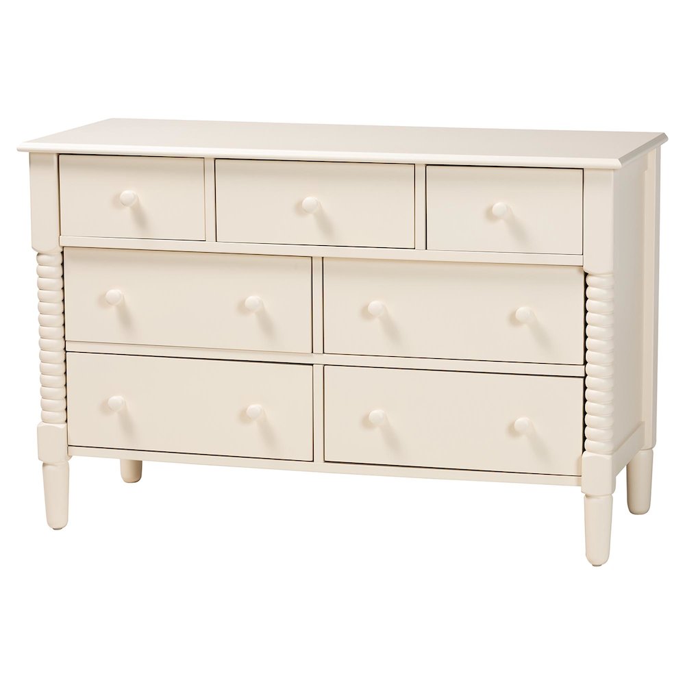 Baxton Studio Braith Farmhouse Ivory Spindle Wood King Size 4-Piece Bedroom Set. Picture 5