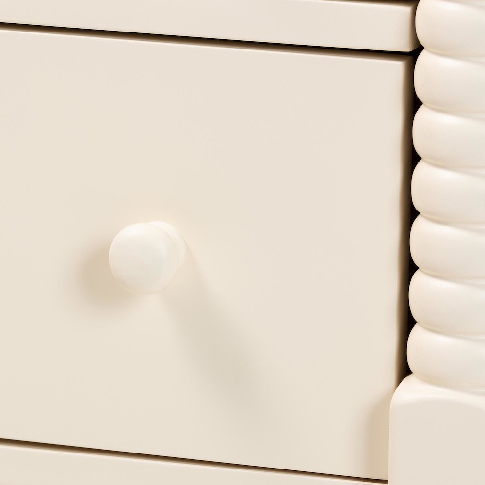 Baxton Studio Braith Farmhouse Ivory Spindle Wood King Size 4-Piece Bedroom Set. Picture 6