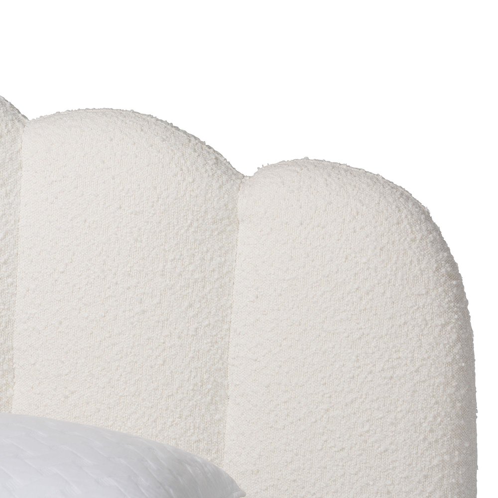 Grenier Modern Cream Boucle Fabric King Size Floating Bed. Picture 4