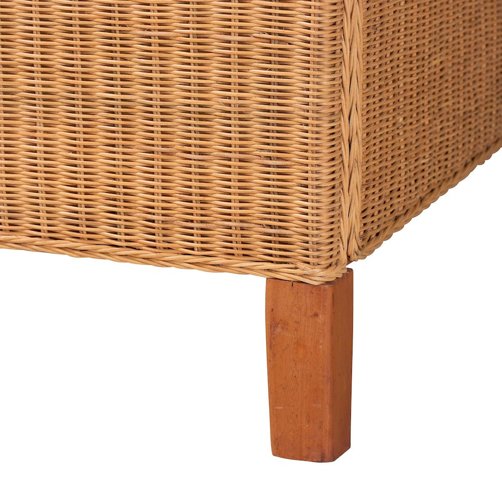 Natural Rattan Bed - Coastal Boho Bed Frame with Scalloped Headboard, King. Picture 5