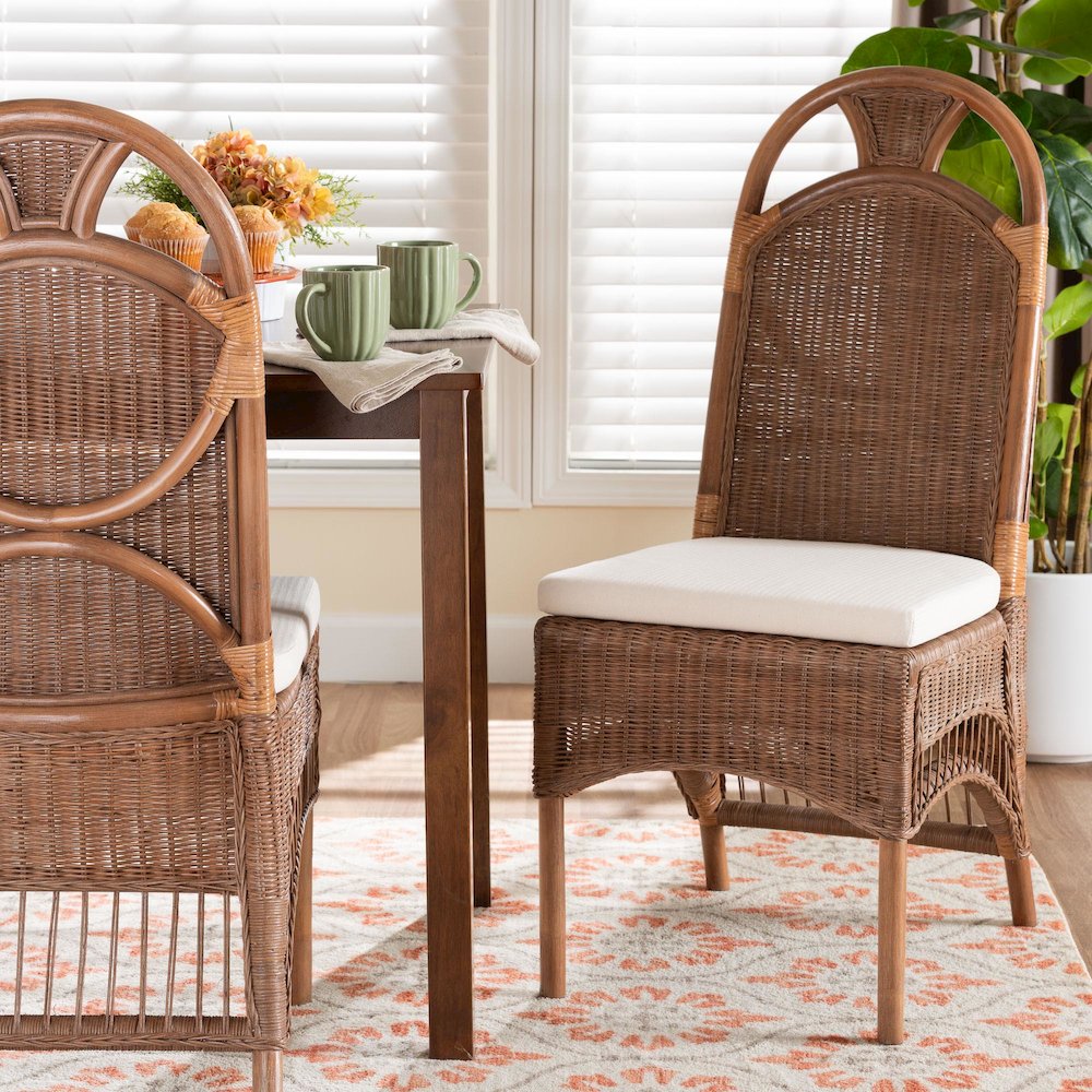 Natural Rattan Dining Chair - Handcrafted Wicker Accent Chair. Picture 10