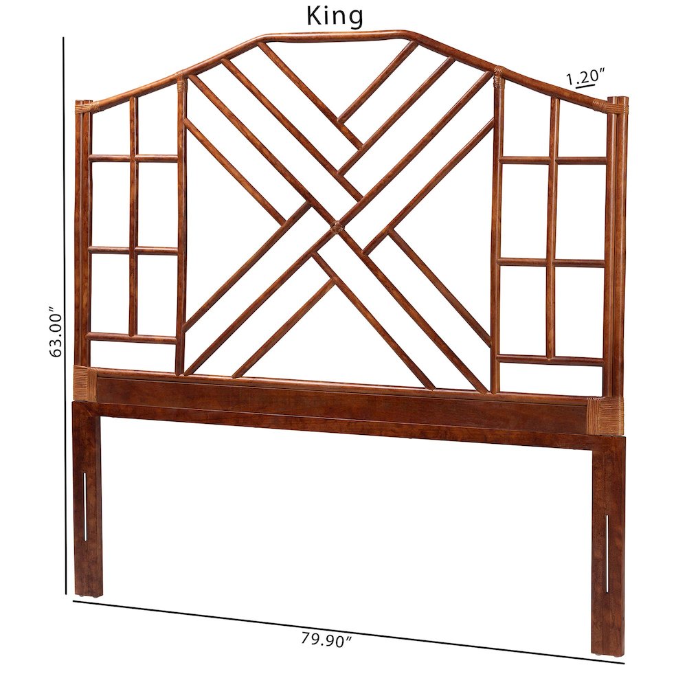 Marbled Tortoise Natural Rattan Headboard, Boho Style Bedroom Backdrop, Queen. Picture 6