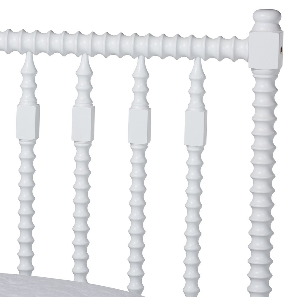 Platform Bed - Turned Bed Frame with Headboard and Sculpted Legs, White, Queen. Picture 5
