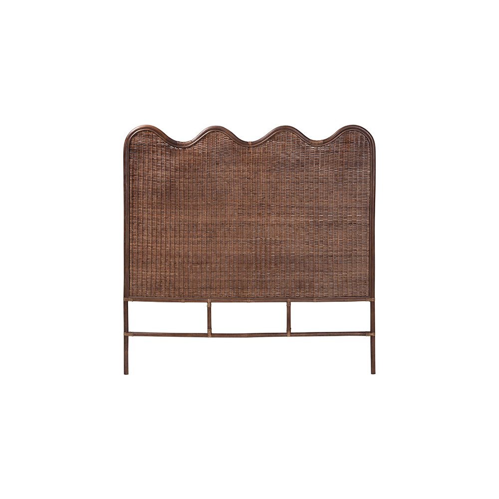 Einya Rattan Standalone Headboard with Wavy Scalloped Top, King. Picture 3