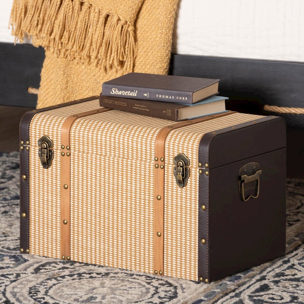 Manton Storage Trunk - Storage Chest with Hinged Top and Woven Exterior. Picture 8