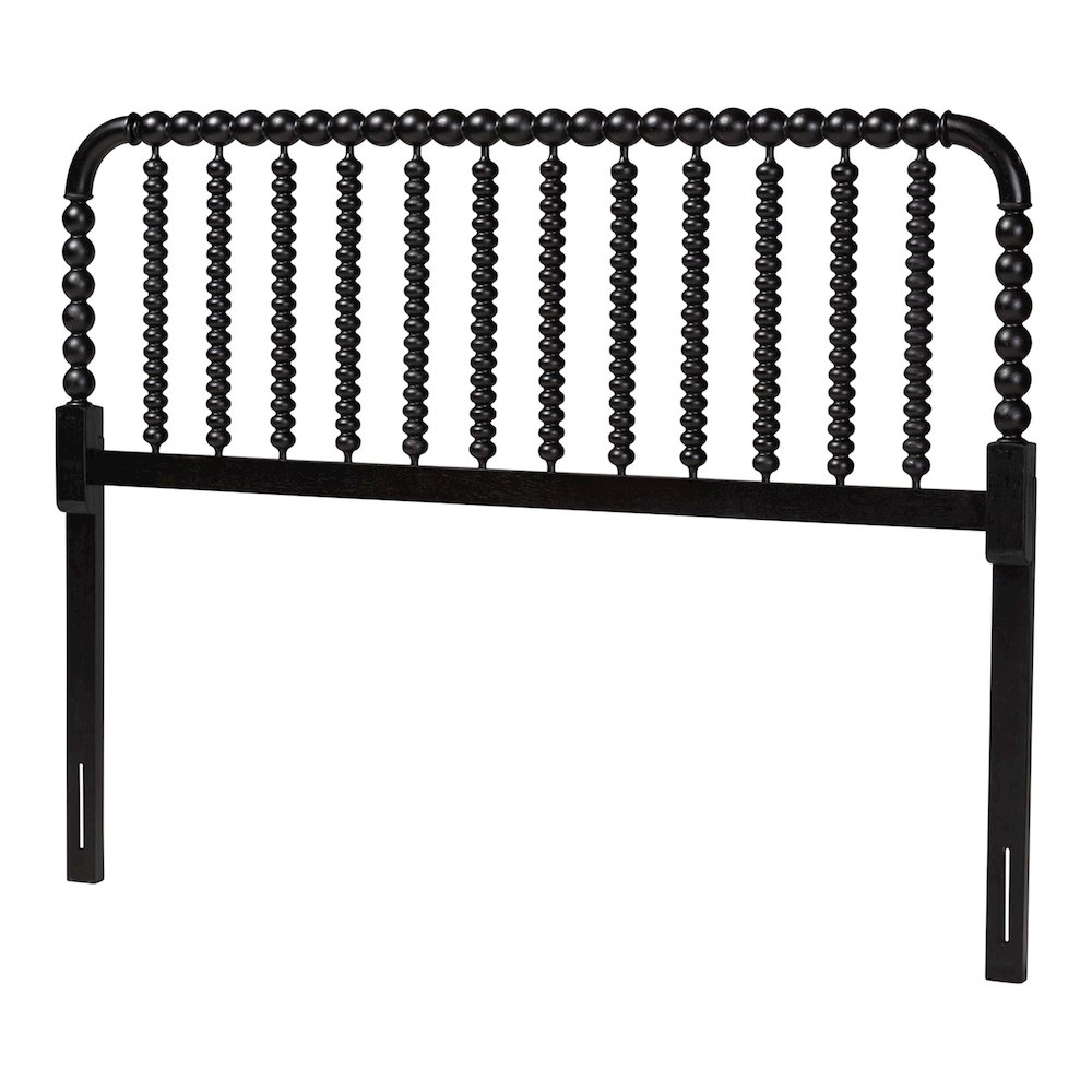 Finley Turned Bobbin Headboard - Spindle Design, Farmhouse, Queen, Black. Picture 1