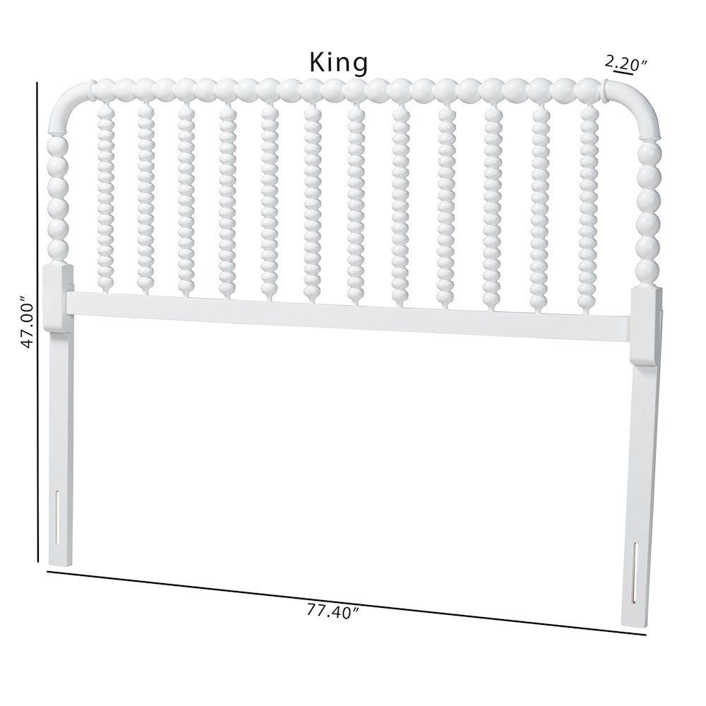 Finley Turned Bobbin Headboard - Spindle Design, Farmhouse, Queen, White. Picture 7