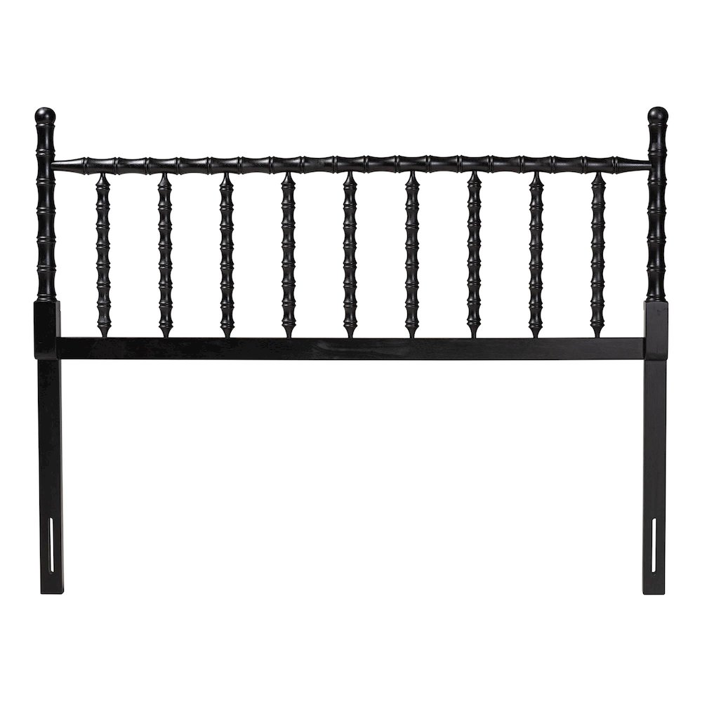 Edaline Bamboo Motif Headboard - Turned Spindle Design, Boho, Queen, Black. Picture 2