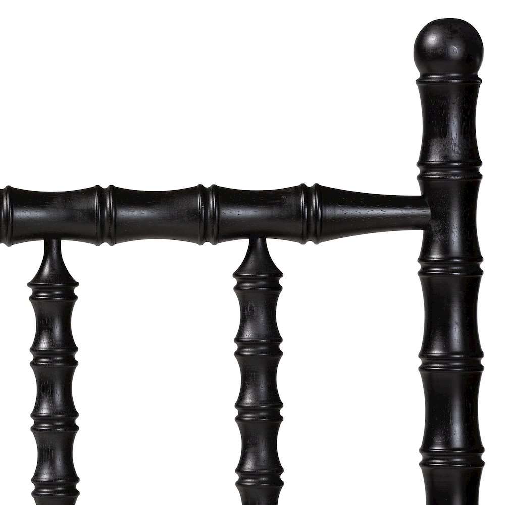 Edaline Bamboo Motif Headboard - Turned Spindle Design, Boho, Queen, Black. Picture 3