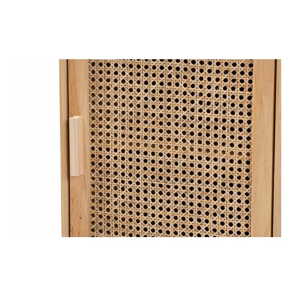 Rattan and Natural Brown Finished Wood 1-Door End Table. Picture 5