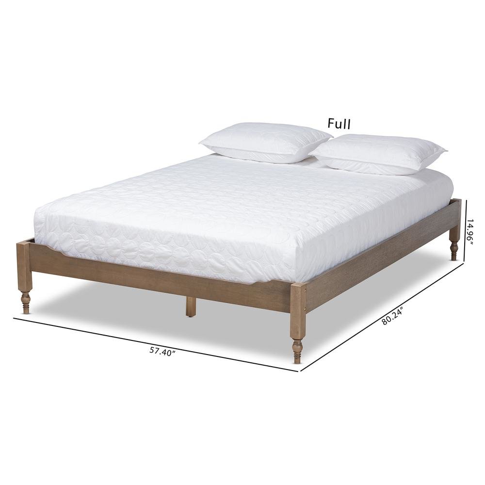 Baxton Studio Laure French Bohemian Weathered Grey Oak Finished Wood Queen Size Platform Bed Frame. Picture 17