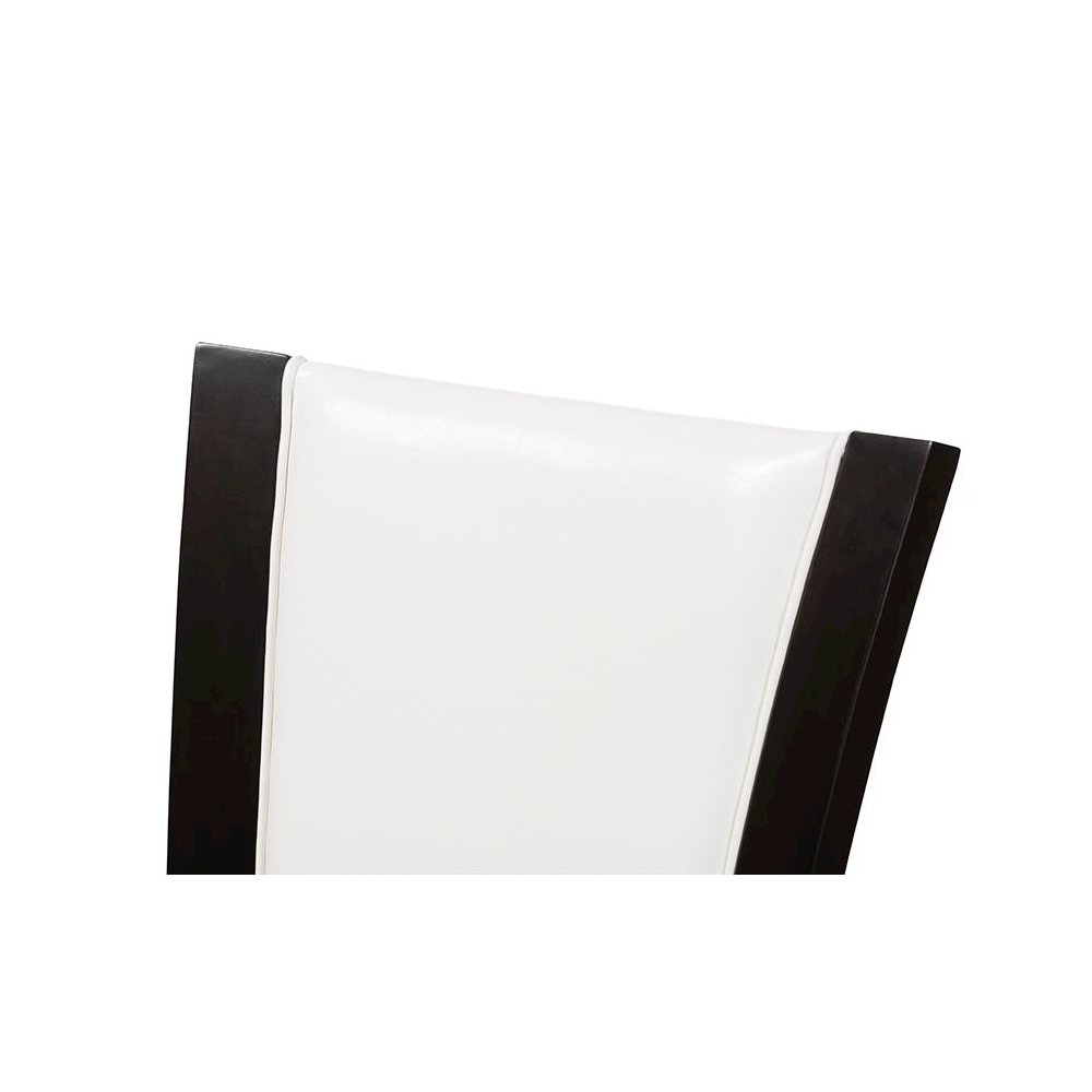 Adley Modern and Contemporary Dark Brown Finished White Faux Leather Dining Chair (Set of 2). Picture 4