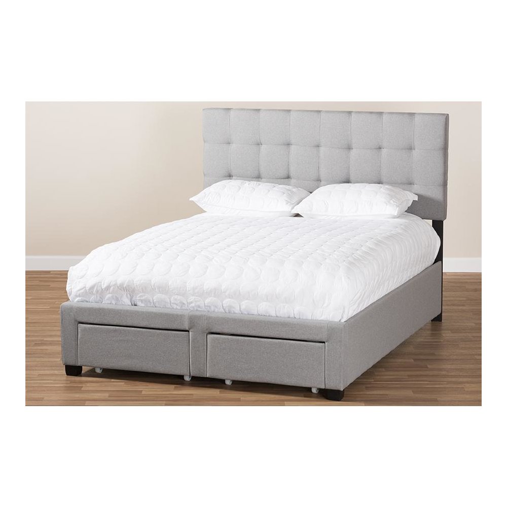 Tibault Modern and Contemporary Grey Fabric Upholstered Queen Size Storage Bed. Picture 12