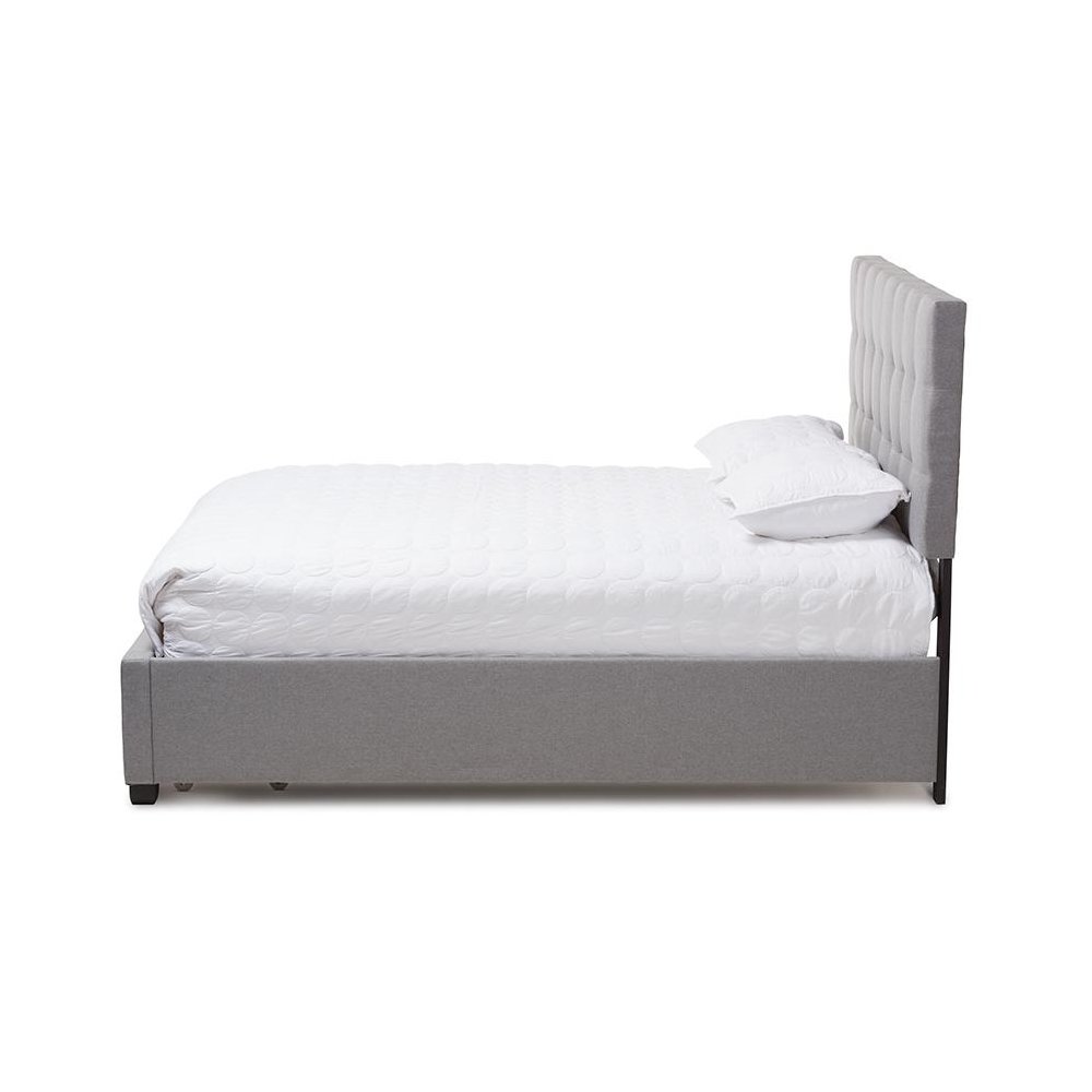 Tibault Modern and Contemporary Grey Fabric Upholstered Queen Size Storage Bed. Picture 4