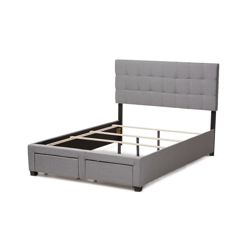 Tibault Modern and Contemporary Grey Fabric Upholstered Queen Size Storage Bed. Picture 5