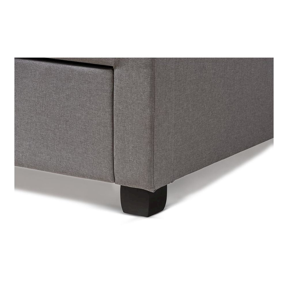 Tibault Modern and Contemporary Grey Fabric Upholstered Queen Size Storage Bed. Picture 9