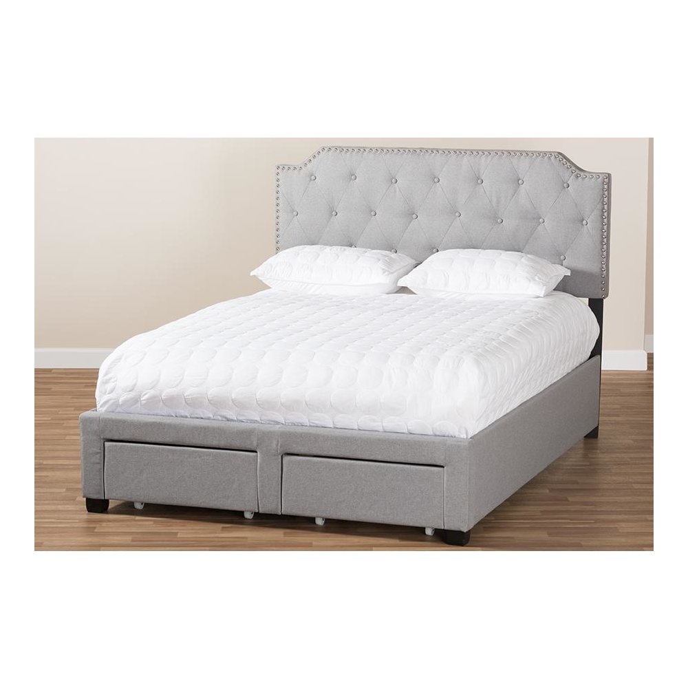 Aubrianne Modern and Contemporary Grey Fabric Upholstered Queen Storage Bed. Picture 12