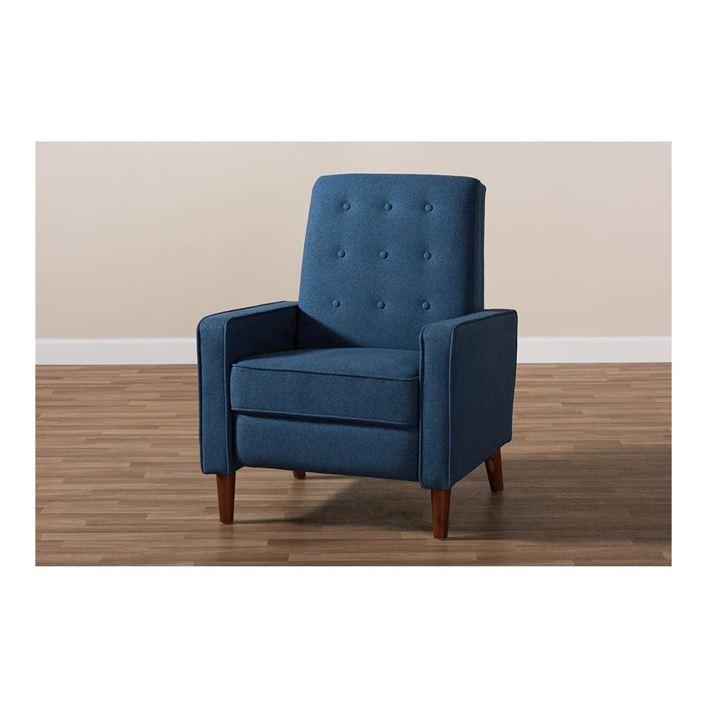 Mathias Mid-century Modern Blue Fabric Upholstered Lounge Chair. Picture 12