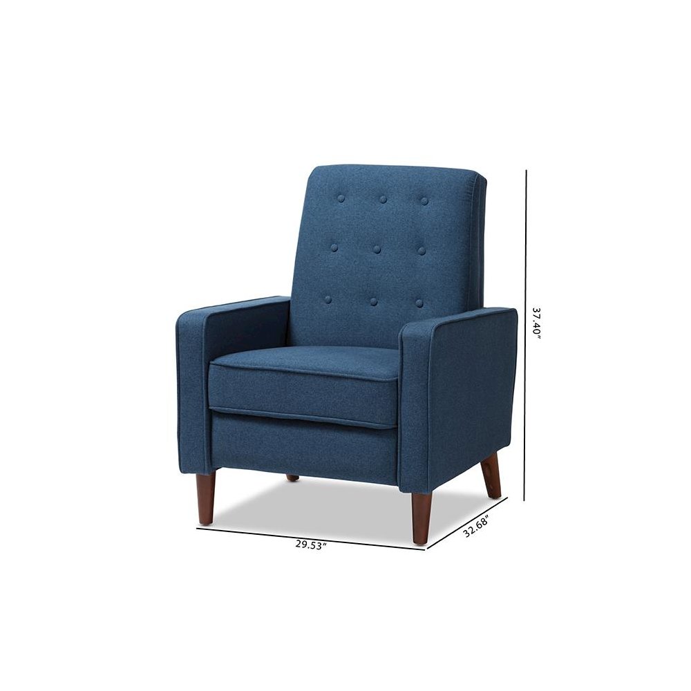 Mathias Mid-century Modern Blue Fabric Upholstered Lounge Chair. Picture 13