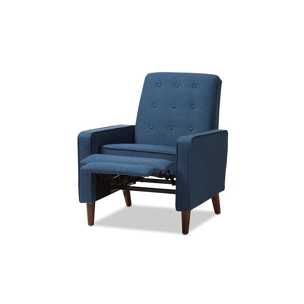 Mathias Mid-century Modern Blue Fabric Upholstered Lounge Chair. Picture 3