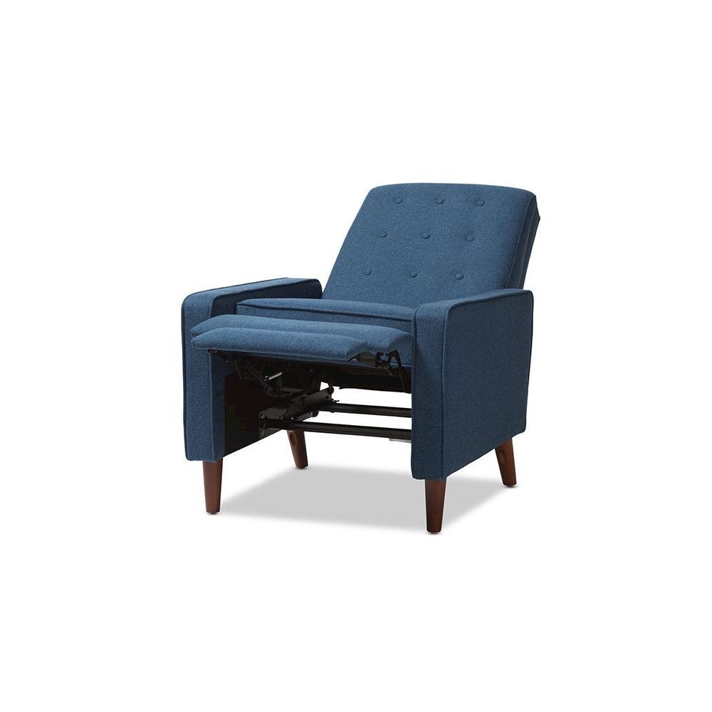 Mathias Mid-century Modern Blue Fabric Upholstered Lounge Chair. Picture 4