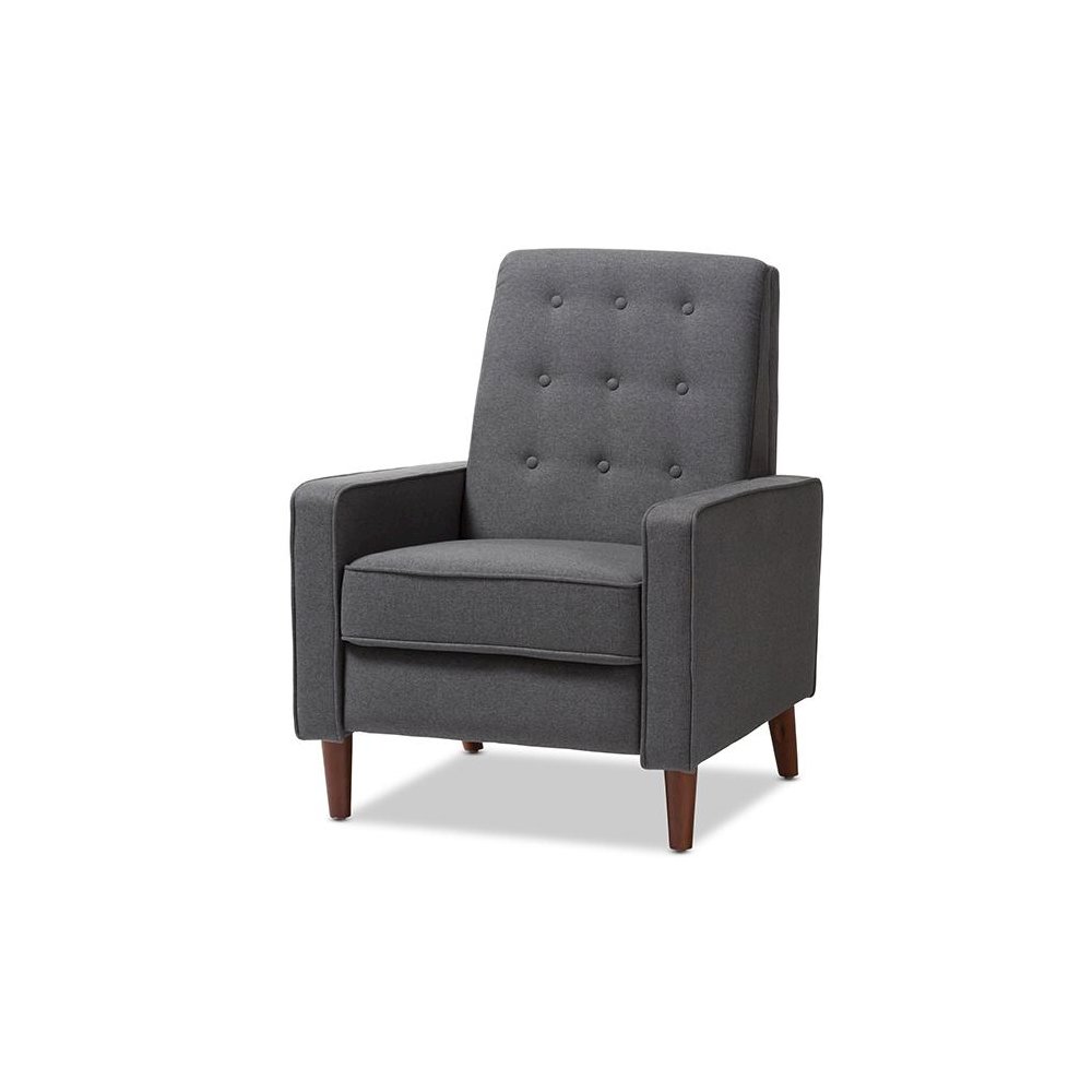 Mathias Mid-century Modern Grey Fabric Upholstered Lounge Chair. Picture 1