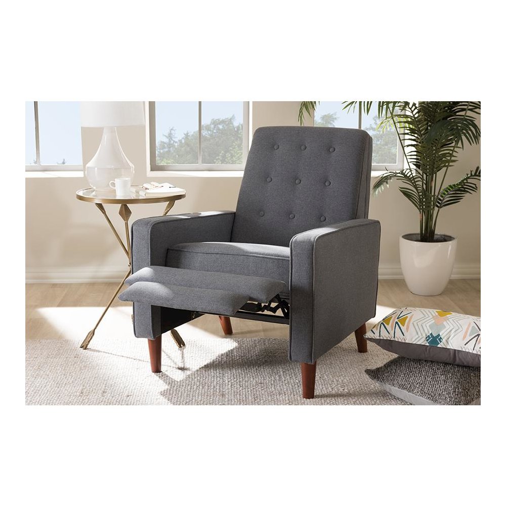 Mathias Mid-century Modern Grey Fabric Upholstered Lounge Chair. Picture 11